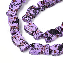 С напылением окрашенные синтетические бирюзовые бусинки TURQ-T004-16D