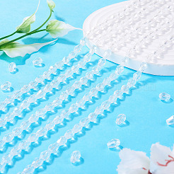 透明なティアドロップガラスビーズ5本  多面カット  透明  7~8x6mm  穴：1mm  約64~65個/連  19.29~19.49''（49~49.5センチメートル）&nbsp;GLAA-TA0004-21B