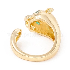 Желто-зеленое кольцо-манжета с леопардовым принтом и кубическим цирконием KK-E005-13G