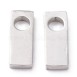変色しにくい304ステンレススチールペンダント  手動研磨  長方形  ステンレス鋼色  8x3x1mm  穴：2mm&nbsp;STAS-D007-01P