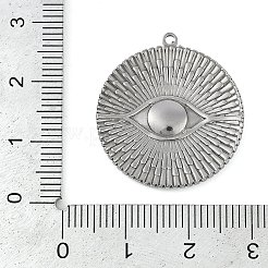 変色防止304ステンレススチールペンダント  フラットラウンドのチャーム  ステンレス鋼色  26x24x2.5mm  穴：1.5mm&nbsp;STAS-M078-03E-P