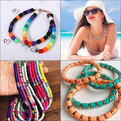 610 шт. 10-х цветные бусины из полимерной глины ручной работы CLAY-SC0001-38C