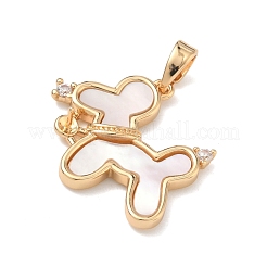 Montatura cabochon pendente con micro pavé di zirconi chiari in ottone&nbsp;KK-G556-02G