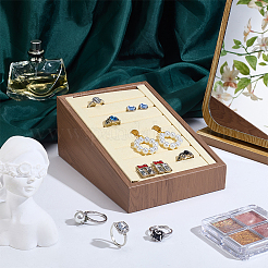 Органайзер для колец из искусственной кожи с наклонной спинкой&nbsp;RDIS-WH0016-18B