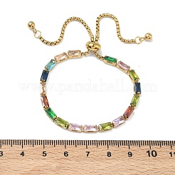 Rechteckige Armbänder mit Glasschieber aus Edelstahl 304&nbsp;BJEW-D456-07G-01