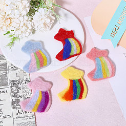 5 Stück 5 Farben handgemachte Filznadelfilz Regenbogenstern-Ornamente&nbsp;DIY-CA0006-54
