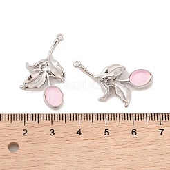 合金と樹脂のペンダント  花のチャーム  プラチナ  パールピンク  30x17x5mm  穴：1.4mm&nbsp;LS-FIND-Z053-04A-02