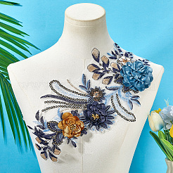 Полиэстер вышитые кружевные нашивки на ткань&nbsp;AJEW-WH20070-079B