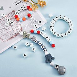 20 pièces cube lumineux lettre perles de silicone 12x12x12mm dés carrés alphabet perles avec 2mm trou entretoise perles de lettre en vrac pour bracelet collier fabrication de bijoux&nbsp;JX437G
