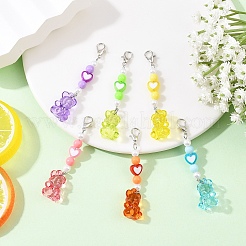 12 шт. 6 стильных подвесных украшений в виде медведя из акрила и эмали&nbsp;HJEW-YW00172