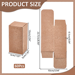 折りたたみクラフト紙の郵便受け  長方形  淡い茶色  5x5x10cm&nbsp;CON-WH0100-63A