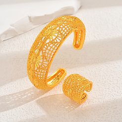 Винтажный сплав полые резные цветочные браслеты-манжеты и кольца наборы для женщин свадьба&nbsp;HJ5004