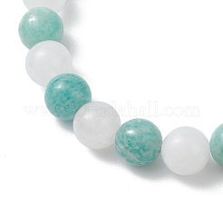 Эластичные браслеты из натурального амазонита и белого нефрита для женщин.&nbsp;BJEW-JB13369