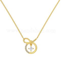 Круглое кольцо 925 стерлинговое серебро паве кубический цирконий кулон ожерелья для женщин NJEW-F338-01G