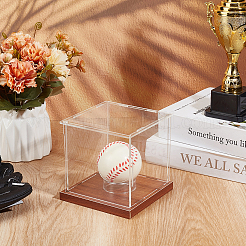 1 комплект квадратных акриловых пыленепроницаемых выставочных коробок с деревянным основанием&nbsp;AJEW-OC0013-56A