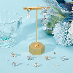 4 пара 4 стильных сережек-гвоздиков из латуни с кубическим цирконием в форме цветка&nbsp;EJEW-BBC0001-14