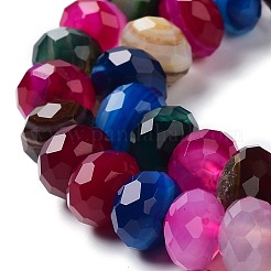 天然バンド /縞aビーズ連売り  染め＆加熱  ファセットロンデル  カラフル  10~10.5x6.5~6.8mm  穴：1mm  約56~58個/連  15.35~15.39''（39~39.1センチメートル）&nbsp;G-E605-A01-01A
