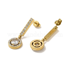 Pendientes de acero inoxidable con revestimiento iónico (IP) con incrustaciones de rhinestone y circonita cúbica transparente para mujer&nbsp;EJEW-M024-08A-G