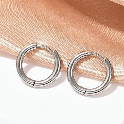 202 ステンレススチール ハギーフープピアス  低刺激性のイヤリング  316サージカルステンレスピン付き  ステンレス鋼色  16x2.5mm&nbsp;X-EJEW-F111A-16mm-P