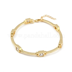 Латунные браслеты-цепочки с микропаве из прозрачных кубических цирконий для женщин BJEW-F504-11G