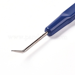 鉄編み機フック  かぎ針編みフック  プラスチック製のハンドル付き  ブルー  129x8x7.5mm&nbsp;TOOL-WH0080-40