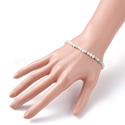 Pulsera elástica con cuentas de pepita facetadas de jade myanmar natural/jade birmano&nbsp;BJEW-JB07217-01