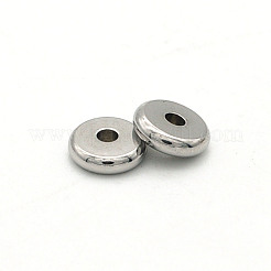 変色しない304ステンレススチールビーズ  ディスク/フラットラウンド  ステンレス鋼色  10x2mm  穴：2mm&nbsp;A-STAS-N090-JA721-10
