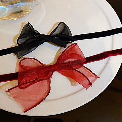 1 шт. колье-чокер из марлевой ткани с бантом для женщин NJEW-CP0001-06A