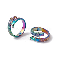 Кольцо из нержавеющей стали 304 с ионным покрытием (IP) с открытым манжетным кольцом в виде рыбы-арова для женщин&nbsp;RJEW-C045-21M