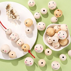 80шт 4 стиля из натурального дерева европейские бусины WOOD-LS0001-37