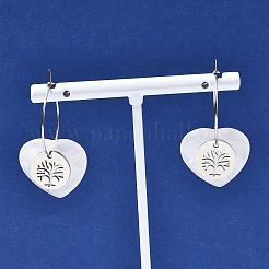 Boucles d'oreilles créoles en cristal de quartz naturel et acier inoxydable 304 pour femmes&nbsp;EJEW-G475-05P-02