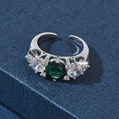 Anelli aperti con polsino in ottone micro pavé di zirconi cubici per donna&nbsp;RJEW-L343-07P-01
