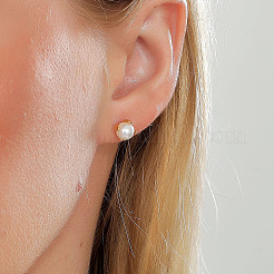 Элегантные серьги-гвоздики с имитацией жемчуга из нержавеющей стали 201 для женщин FV8306