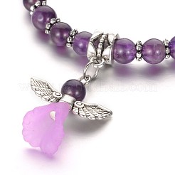 Модные натуральные аметистовые браслеты из бисера акриловые BJEW-JB01792-05