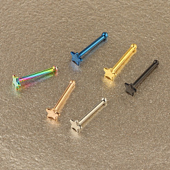304ステンレススチール製スターノーズボーンリング  ステンレス鋼色  7mm  ピン：0.8mm  ヘッド：3mm&nbsp;WGFF656-01