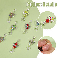 48 шт. 6-х цветные прозрачные гальванические стеклянные подвесные украшения HJEW-CA00071