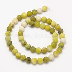 Матовые круглые бусины из натурального оливкового нефрита G-N0166-51-10mm