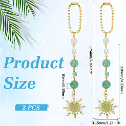 2 шт. подвесные украшения из сплава солнца и стекла&nbsp;AJEW-ME0001-52B