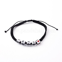 Регулируемые браслеты из плетеных бусин из нейлоновой нити на день святого валентина BJEW-JB06238