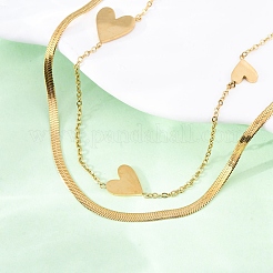 Ожерелья из двухслойной цепочки из нержавеющей стали 304 NJEW-R026-01G-03