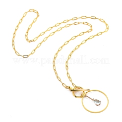 Collane con pendente in vetro trasparente a goccia&nbsp;NJEW-JN03038-03