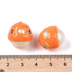 Perles de culture d'eau douce naturelles avec perles en émail de zircone cubique&nbsp;PEAR-G014-02B