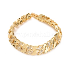 Geometrische Gliederarmbänder aus Messing mit Mikropavé-Fassung aus klaren Zirkonia für Damen&nbsp;BJEW-F530-05G