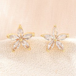 Boucles d'oreilles en laiton avec micro pavé de zircons cubiques pour femmes&nbsp;KK-A305-05G
