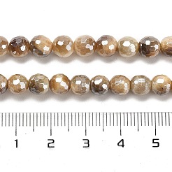 Гальванические нити круглых бусин из натурального тигрового глаза&nbsp;G-L598-A04-01