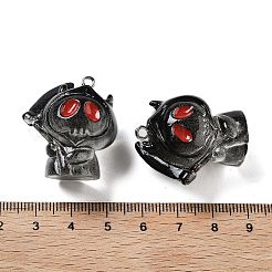 エナメルとプラチナトーンのステンレススチールループ付き  スカル  30.5x27.5x19mm  穴：2mm&nbsp;RESI-G103-01A