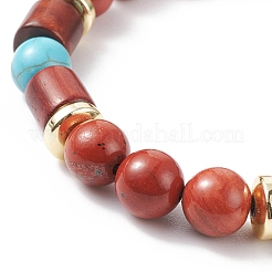 Bracelet en pierres précieuses naturelles et turquoises synthétiques et perles de bois tressées&nbsp;BJEW-JB08406