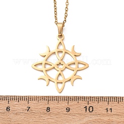 Halskette mit Anhänger in Form von Sonne und Mond aus Edelstahl 304&nbsp;NJEW-K308-07G