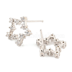 Boucles d'oreilles étoile en laiton plaqué en rack&nbsp;EJEW-K245-46P