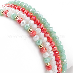 4 Stück 4 Stil Glasstretch-Armbänder mit Wort-Weihnachtsfreude-Acrylperlen&nbsp;BJEW-TA00126